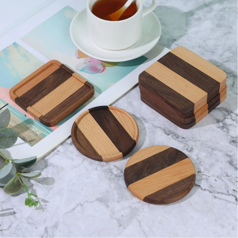 Deskspur Rim Walnut & Beech Coasters — Deskspur Modern Desks & Workspace Accessories — view 4