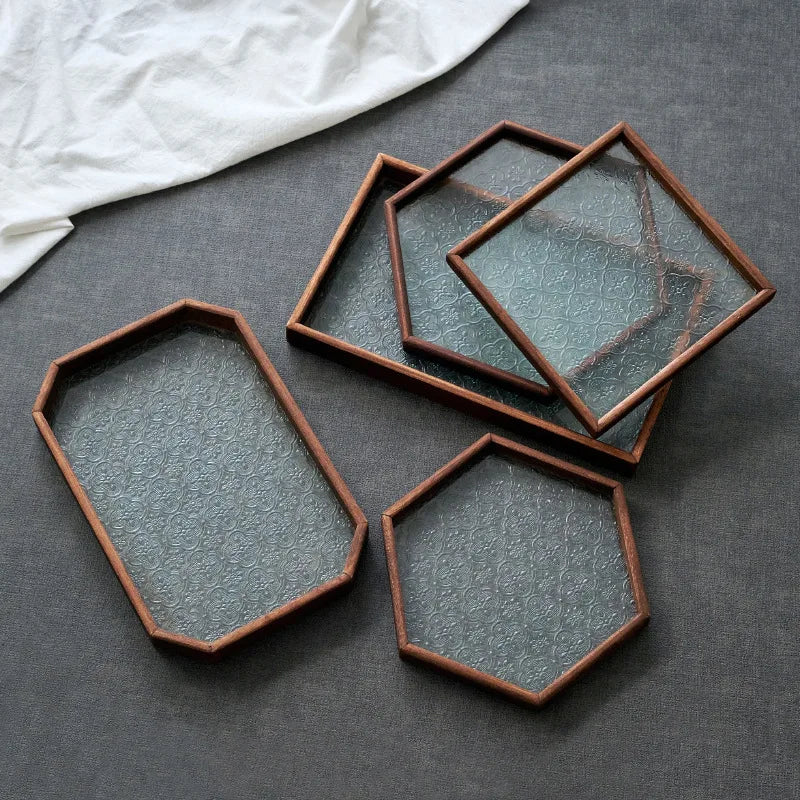 Deskspur Atrium Walnut & Glass Valet Tray — Deskspur Modern Desks & Workspace Accessories