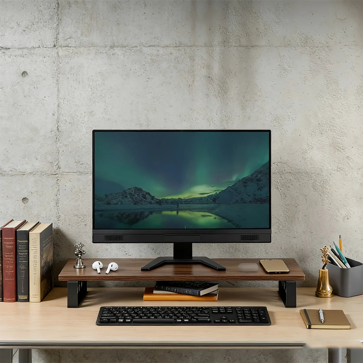 Deskspur Grove Steel-Frame Wood Monitor Riser — Deskspur Modern Desks & Workspace Accessories — view 3