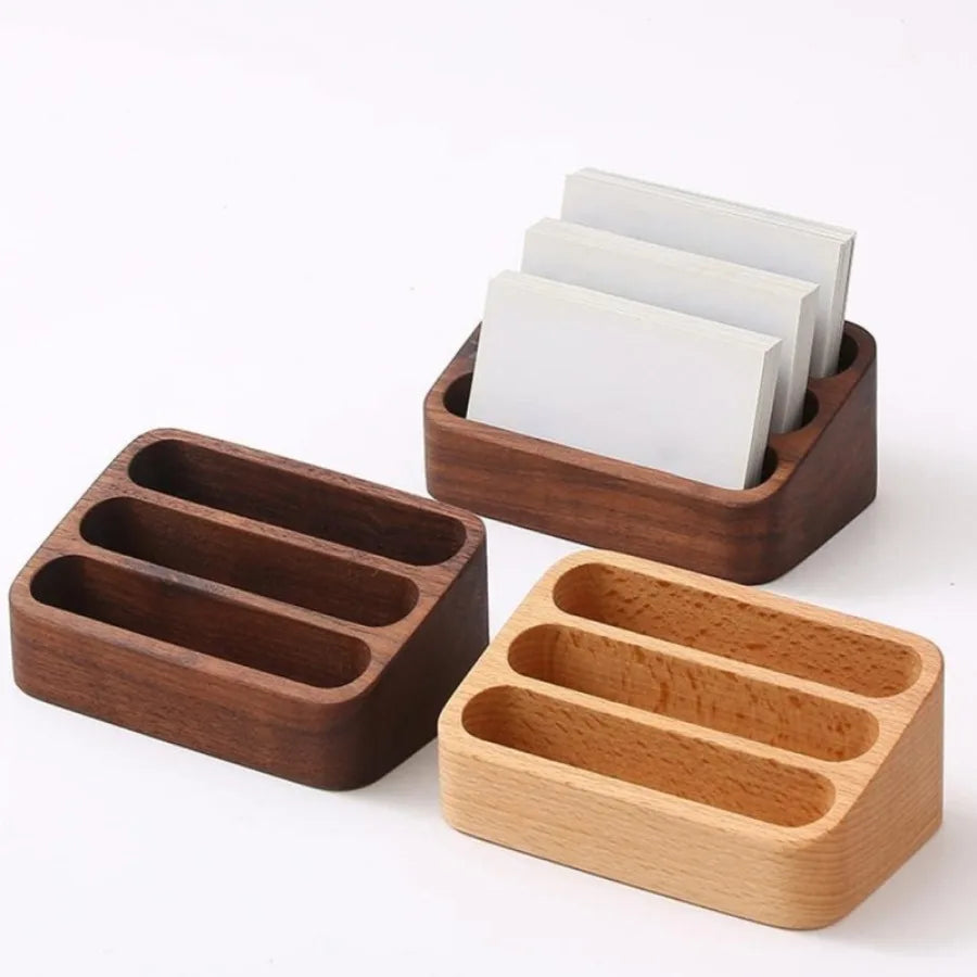 Deskspur Tier Walnut Business Card Stand — Deskspur Modern Desks & Workspace Accessories — view 3