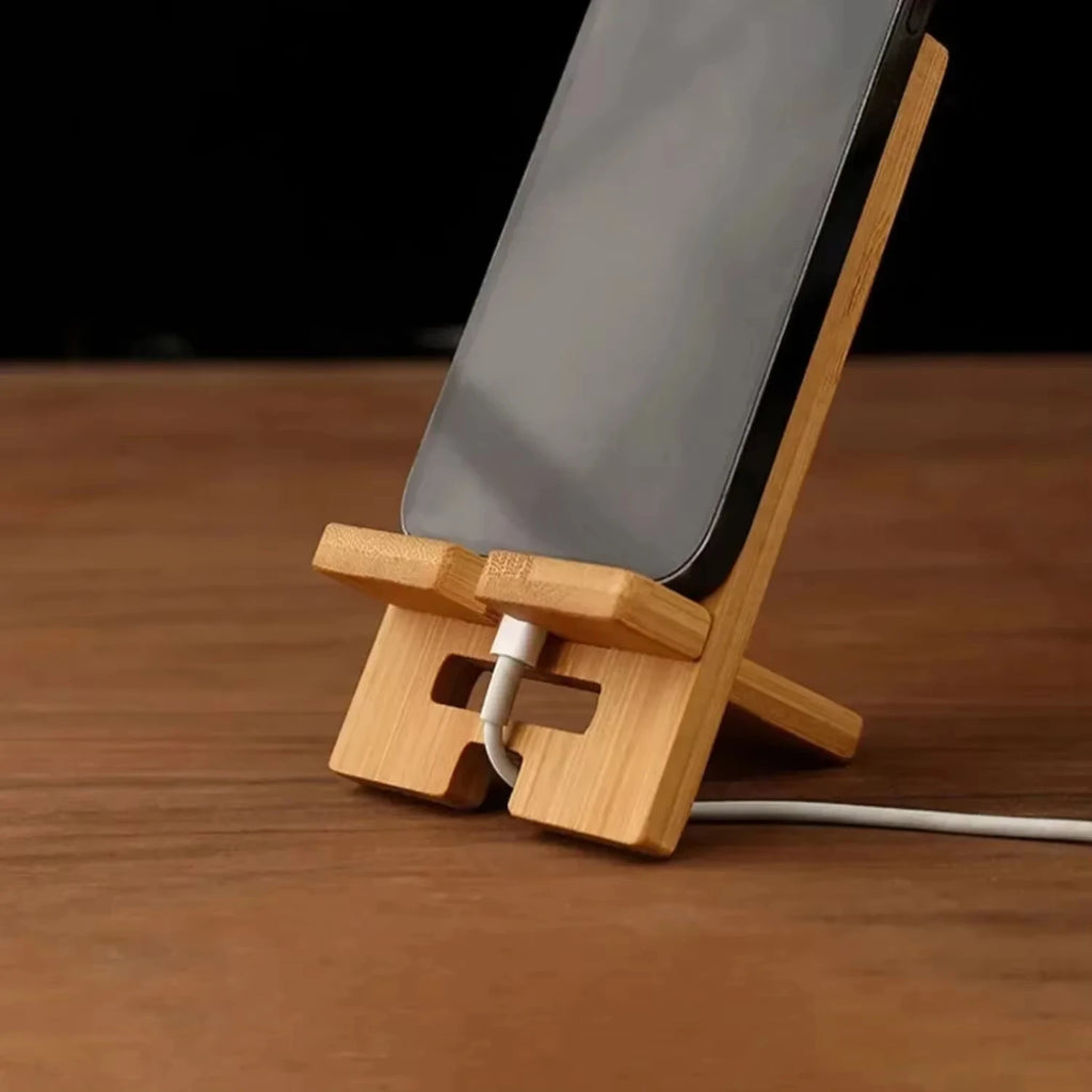 Deskspur Tilt Bamboo Phone Stand — Deskspur Modern Desks & Workspace Accessories — view 2