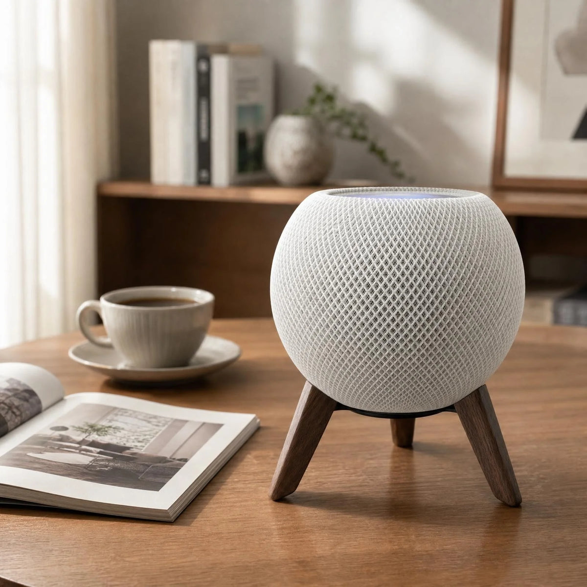Deskspur Tripod Wooden Smart Speaker Stand — Deskspur Modern Desks & Workspace Accessories — view 2