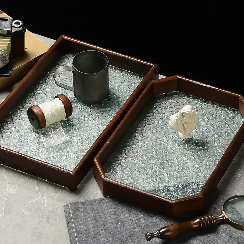 Deskspur Atrium Walnut & Glass Valet Tray — Deskspur Modern Desks & Workspace Accessories — view 3