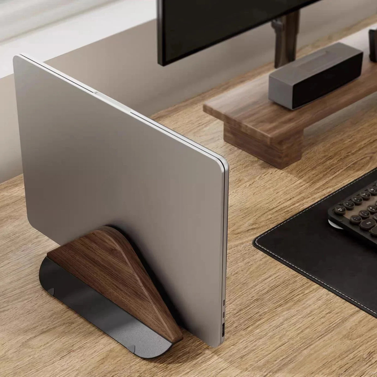 Deskspur Spire Wooden Vertical Laptop Dock — Deskspur Modern Desks & Workspace Accessories — view 3