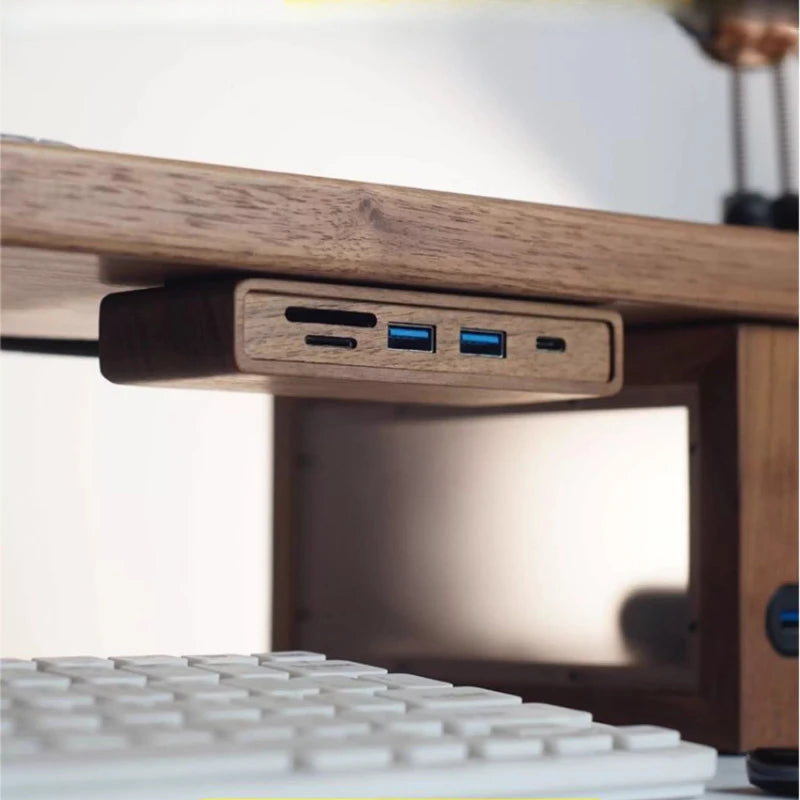 Deskspur Junction Walnut Under-Desk USB Hub — Deskspur Modern Desks & Workspace Accessories — view 2