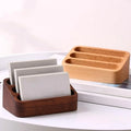 Deskspur Tier Walnut Business Card Stand — Deskspur Modern Desks & Workspace Accessories