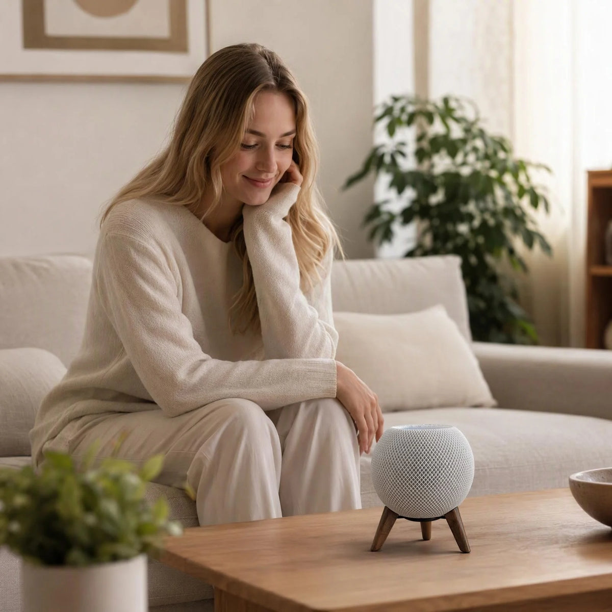 Deskspur Tripod Wooden Smart Speaker Stand — Deskspur Modern Desks & Workspace Accessories — view 3
