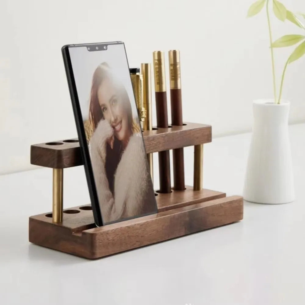 Deskspur Array 9-Slot Walnut Pen Stand — Deskspur Modern Desks & Workspace Accessories — view 3