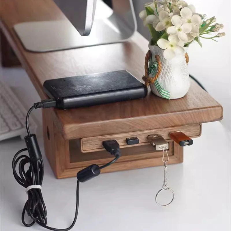 Deskspur Junction Walnut Under-Desk USB Hub — Deskspur Modern Desks & Workspace Accessories — view 3