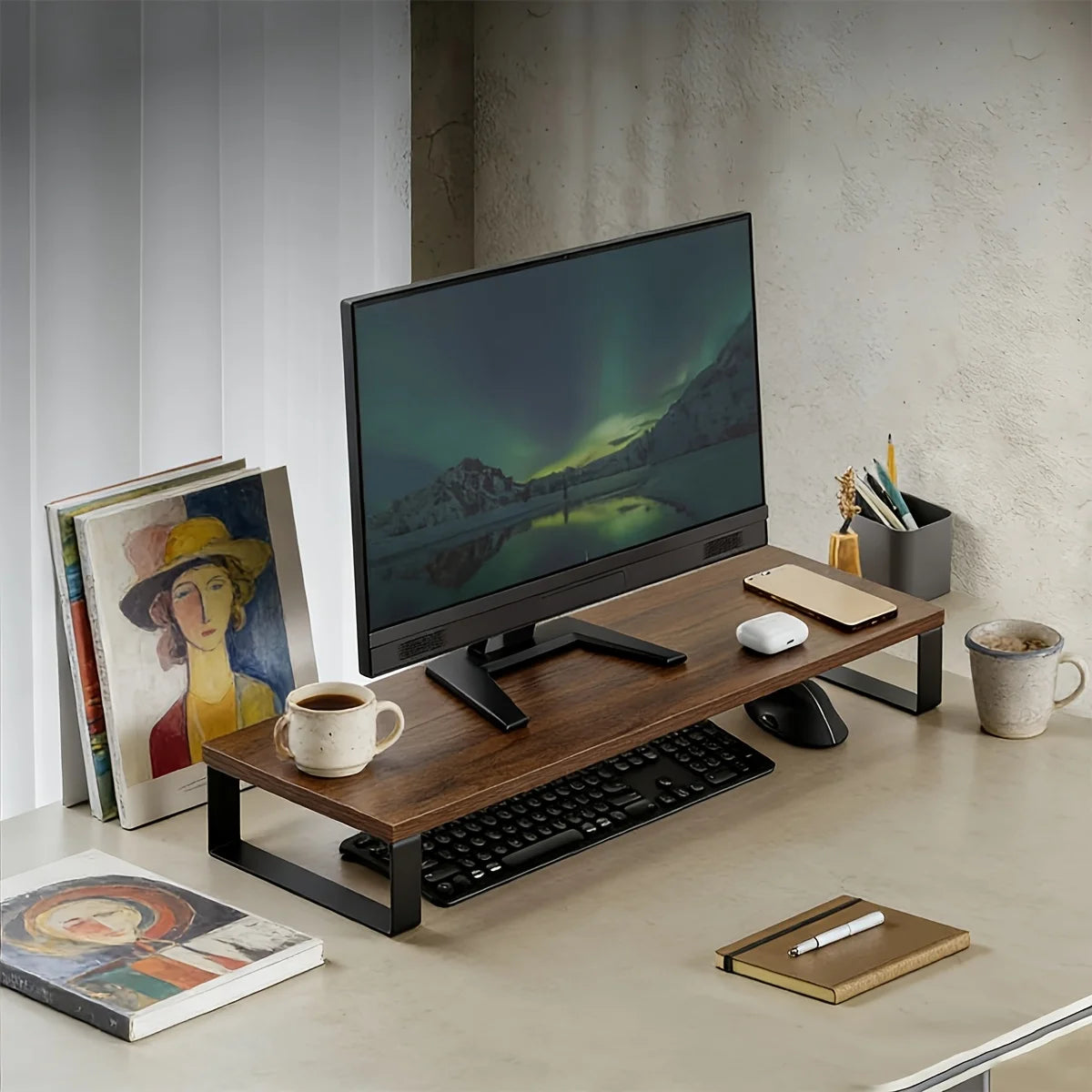Deskspur Grove Steel-Frame Wood Monitor Riser — Deskspur Modern Desks & Workspace Accessories — view 5