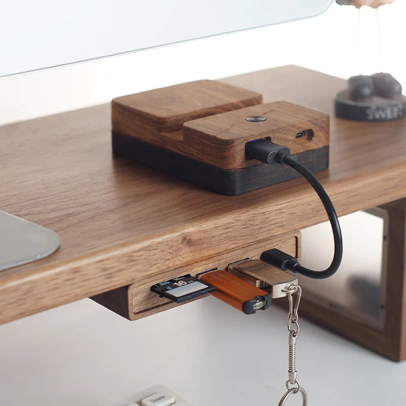 Deskspur Junction Walnut Under-Desk USB Hub — Deskspur Modern Desks & Workspace Accessories