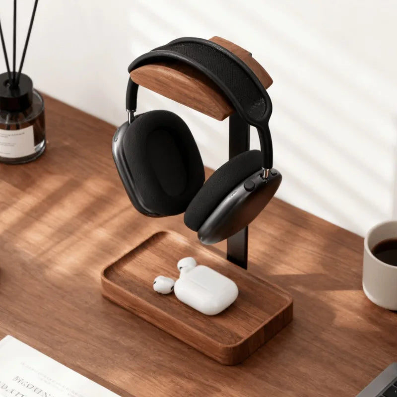 Deskspur Ridge Black Walnut Headphone Stand — Deskspur Modern Desks & Workspace Accessories