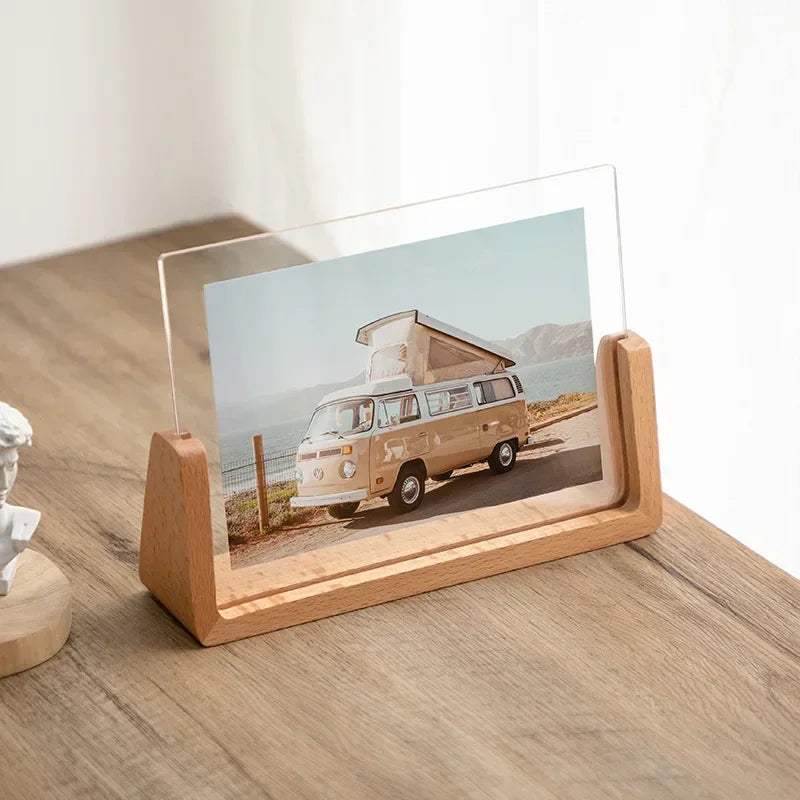 Deskspur Vista Walnut & Glass Photo Stand — Deskspur Modern Desks & Workspace Accessories — view 2