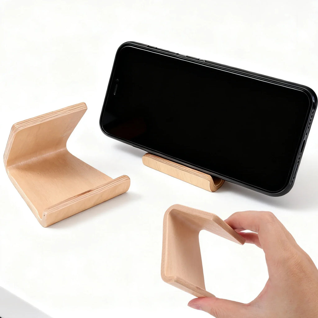 Deskspur Arc Bent-Wood Phone Stand — Deskspur Modern Desks & Workspace Accessories