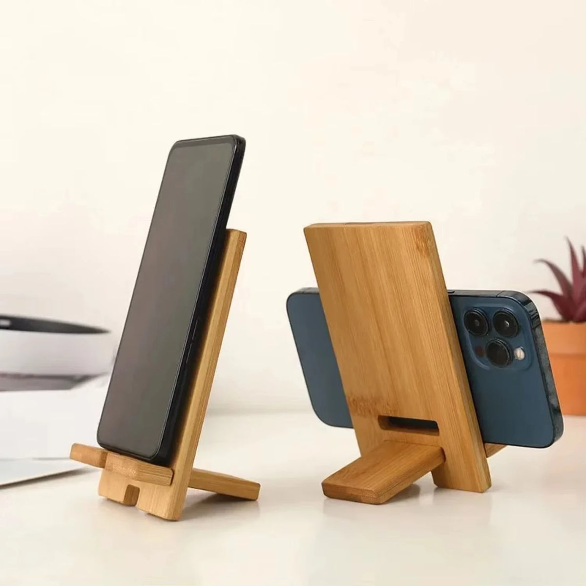 Deskspur Tilt Bamboo Phone Stand — Deskspur Modern Desks & Workspace Accessories — view 4