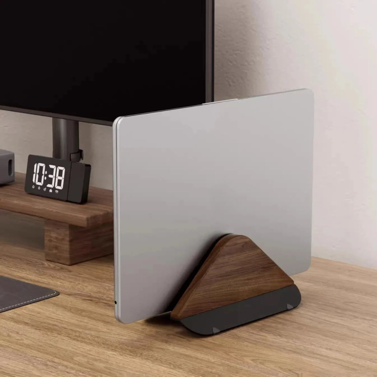 Deskspur Spire Wooden Vertical Laptop Dock — Deskspur Modern Desks & Workspace Accessories