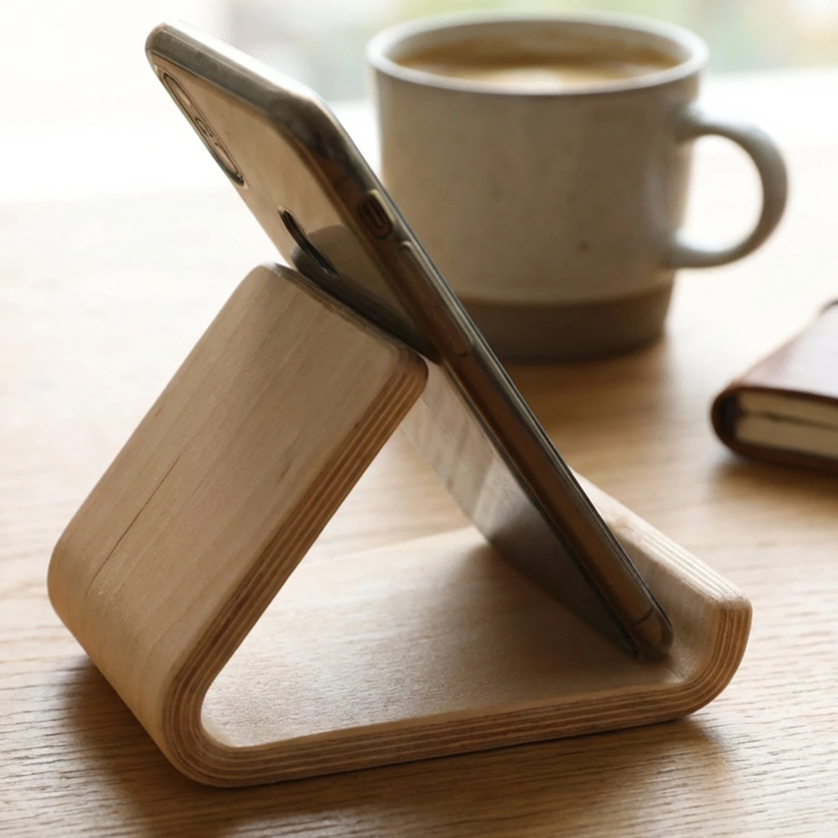Deskspur Arc Bent-Wood Phone Stand — Deskspur Modern Desks & Workspace Accessories — view 2
