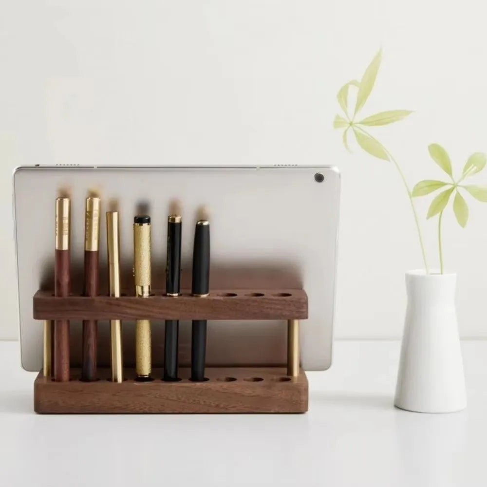 Deskspur Array 9-Slot Walnut Pen Stand — Deskspur Modern Desks & Workspace Accessories — view 4
