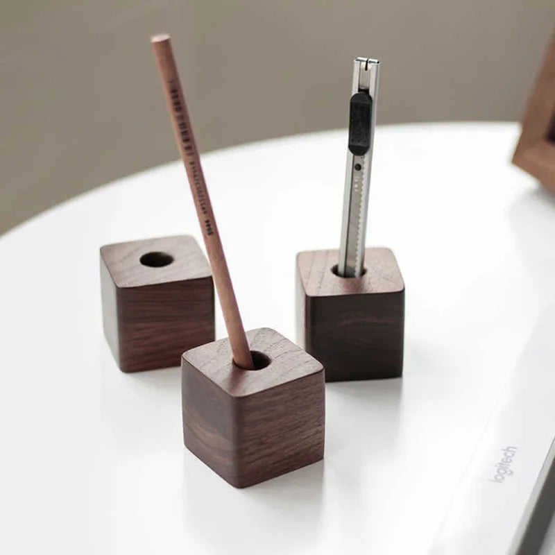 Deskspur Block Solid Wood Pen Holder — Deskspur Modern Desks & Workspace Accessories