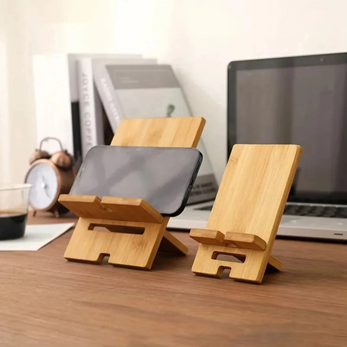 Deskspur Tilt Bamboo Phone Stand — Deskspur Modern Desks & Workspace Accessories — view 5